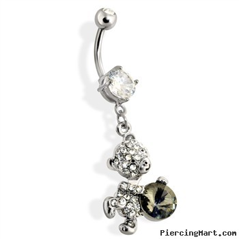 Paved Teddy Bear Navel Ring