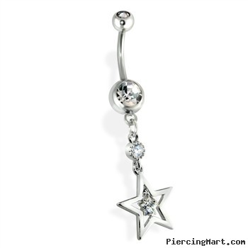 Hollow Star Belly Ring, clear