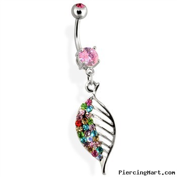 Multi Gemmed Leaf Belly Ring