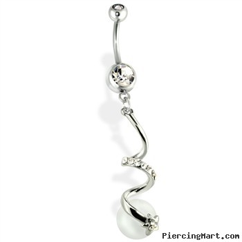 Shooting Star Belly Ring with Moon