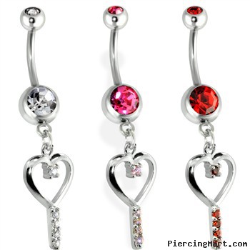 Belly Ring with Dangling Key