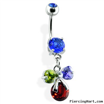 Multi Gemmed Bow Belly Ring