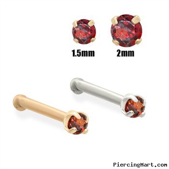 14K Gold Garnet Red Diamond Nose Bone