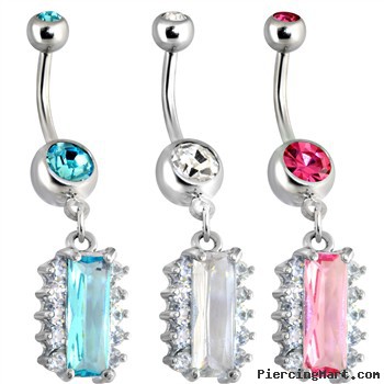 Dangling Emerald-cut Square Belly Ring