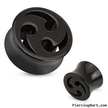 Pair Of Acrylic Saddle Plugs with Swirl Cut-Out