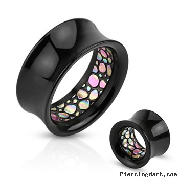 Pair Of Abalone Pattern Inlayed Inside Of Black Acrylic Saddle Tunnels