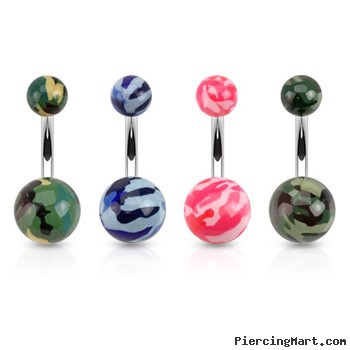 Camo Style Acrylic Belly Ring