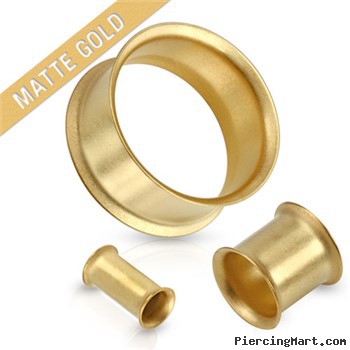 Pair Of Double Flared Tunnel Matte Gold IP Over 316L Surgical Steel Plugs