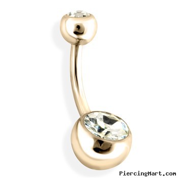 Rose Gold Tone Double Gemmed Belly Ring