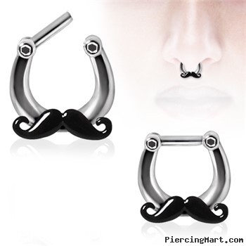 Surgical Steel Mustache Septum Clicker