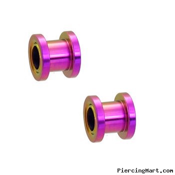 Pair Of Titanium Anodized Tunnels with Threaded Back - Purple