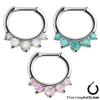 Five Pronged Opalites 316L Surgical Steel Septum Clicker Ring