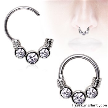 Surgical Steel Gemmed Trio Septum Clicker