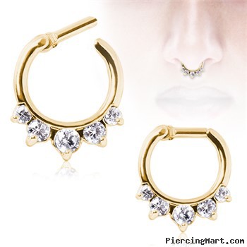 Gold Tone Gemmed Princess Septum Clicker