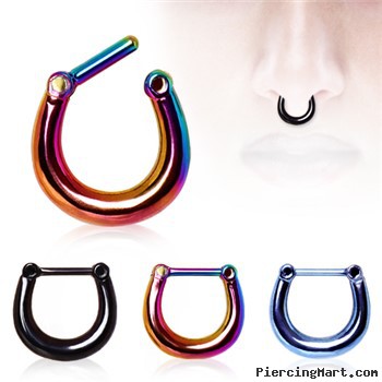 Plain Style Surgical Steel Septum Clicker Ring - 14G