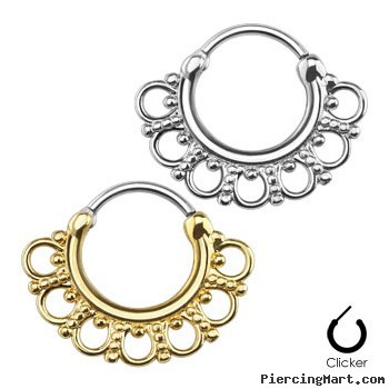 Tribal Fan Surgical Steel Septum Clicker - IP Gold