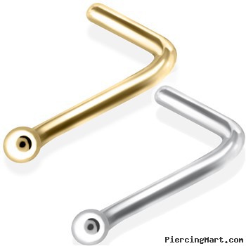 14K Gold Nose Pin (L-Shape) with Ball Tip