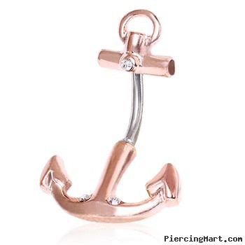 Surgical Steel Rose Gold Toned Anchor Navel Ring