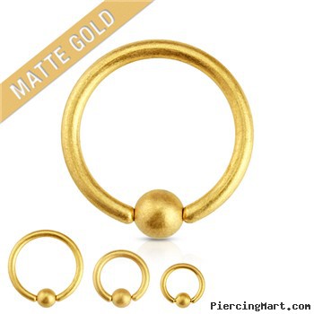16G Matte Gold IP Over Surgical Steel Captive Bead Ring