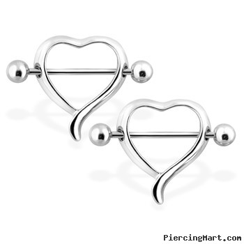 Pair Of Heart Shaped Nipple Rings, 14 Ga