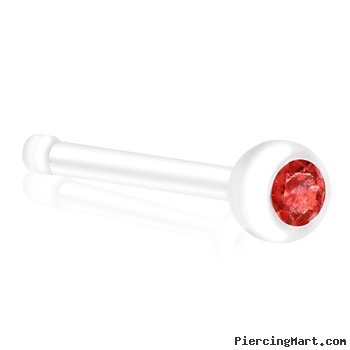 Bioplast Nose Bone with Red Gem, 20 GA