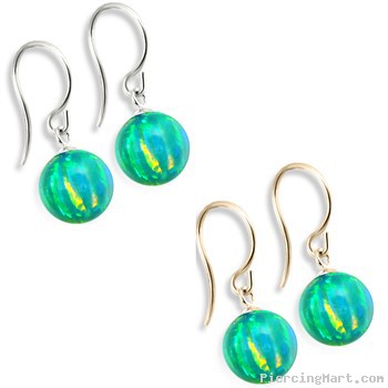 14K (Nickle Free) Gold Opal Earrings, Green