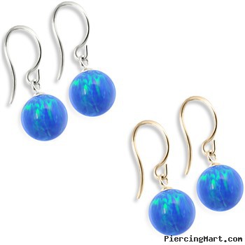 14K (Nickle Free) Gold Opal Earrings, Blue