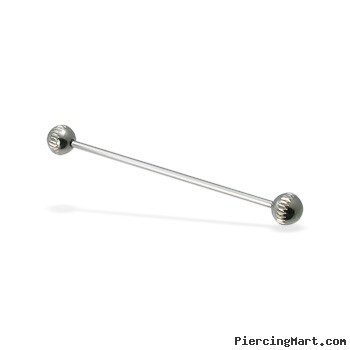 Notched ball long barbell (industrial barbell), 16 ga